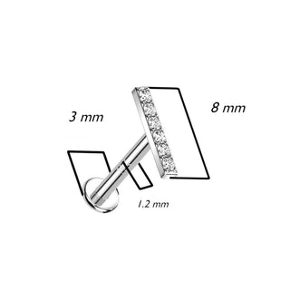 Oro 14 kt Labret Barra di zirconi  Filettatura Interna