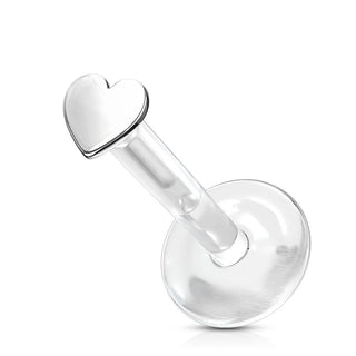 Or 14kt Labret Cœur Plat Enfoncer