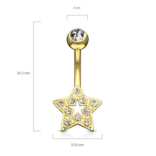 Oro 14kt Piercing ombligo Circonita Estrella