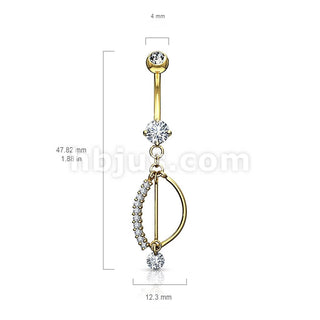 Oro 14kt Piercing ombligo Circonita Pescado