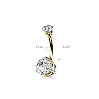 Oro 14 kt Piercing Ombelico Zircone / Opale rotondo