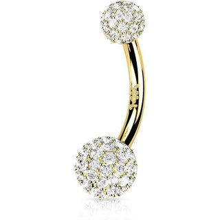 Solid Gold 14 Carat Belly Button Piercing Ball Zirconia