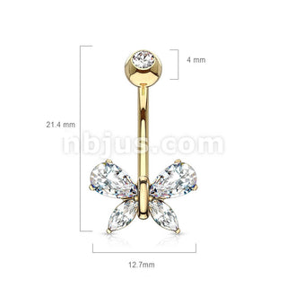 Oro 14kt Piercing ombligo Mariposa Circonita