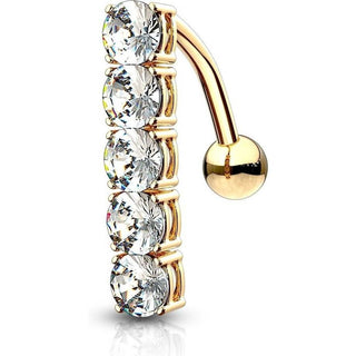 Oro 14kt Piercing ombligo Barra Circonita