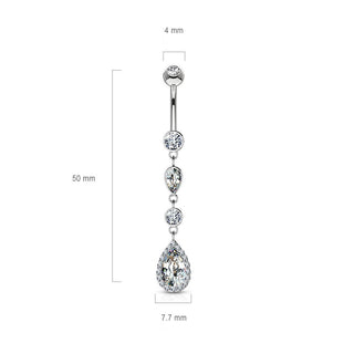 Or 14kt Piercing Nombril Pendentif Goutte Zircone