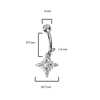 Or 14kt Piercing Nombril Étoile Opal Zircone