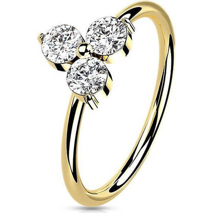 14 Karat Gold Ring Ring Blume Zirkonia Gelbgold Weißgold Biegbar