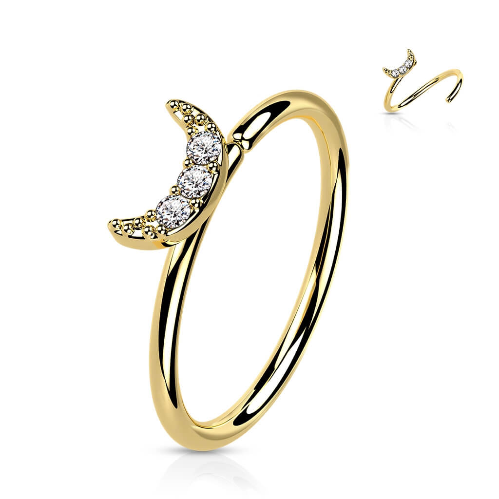 14 Karat Gold Ring Ring Mond Zirkonia Gelbgold Weißgold Biegbar