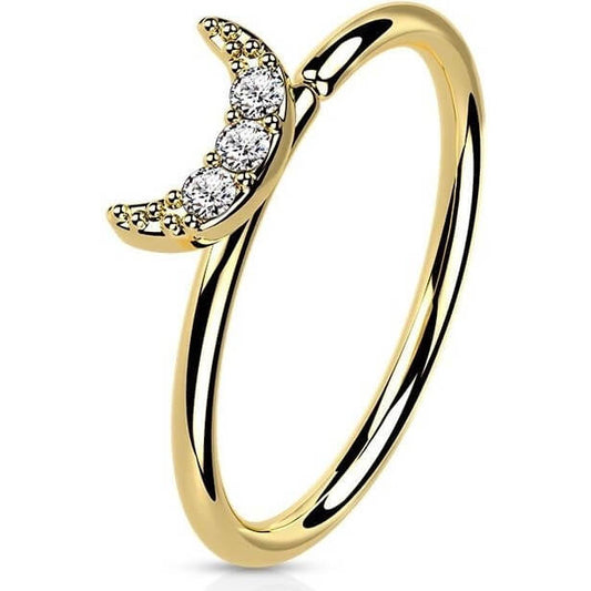 Solid Gold 14 Carat Ring Moon Zirconia Bendable