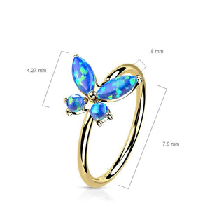 Solid Gold 14 Carat Ring Butterfly Zirconia Bendable