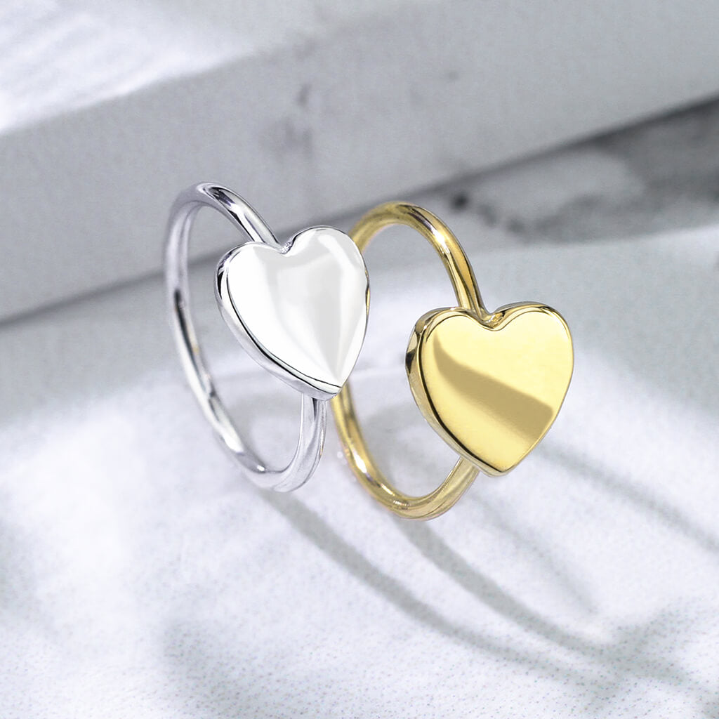 Solid Gold 14 Carat Ring Heart Bendable