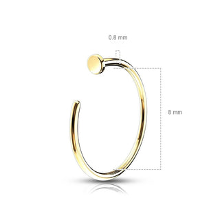 Solid Gold 14 Carat Nose Hoop Half Hoop Ring