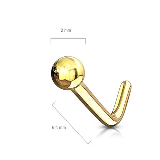 Solid Gold 14 Carat Nose L-Shape Ball