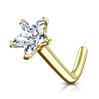 Or 14kt Nez En Forme de L Fleur Zircone