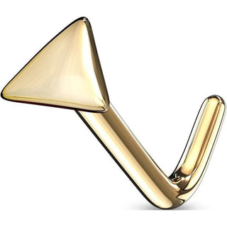 Solid Gold 14 Carat Nose L-Shape Triangle Flat