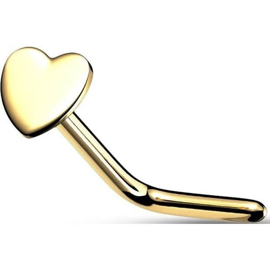 Solid Gold 14 Carat Nose L-Shape Heart