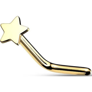 Solid Gold 14 Carat Nose L-Shape Star