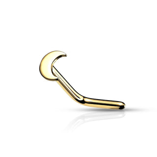 Solid Gold 14 Carat Nose L-Shape Moon