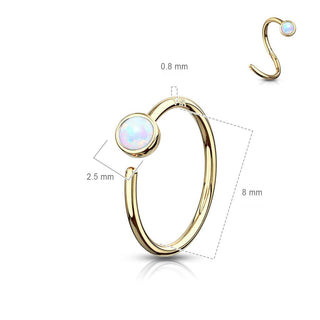 Solid Gold 14 Carat Ring Opal Bendable