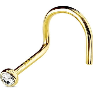 Solid Gold 14 Carat Nose Screw Zirconia Round