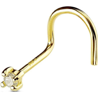 Solid Gold 14 Carat Nose Screw Zirconia