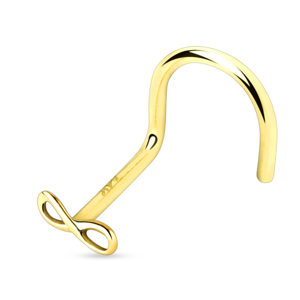 Solid Gold 14 Carat Nose Screw infinity