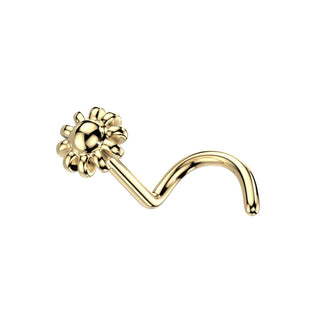 Solid Gold 14 Carat Nose Screw Flower