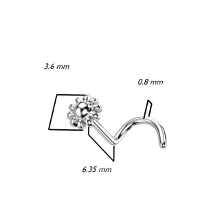 Oro 14 kt Screw Nasale Fiore 