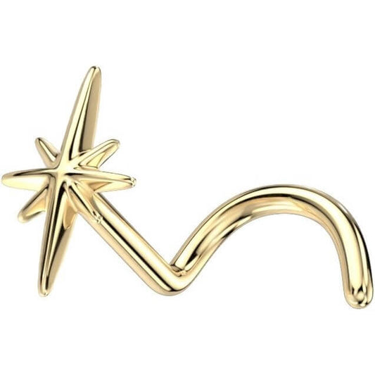 Solid Gold 14 Carat Nose Screw Star