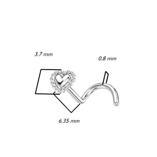 14 Karat Gold Nasenstecker Herz Gelbgold Weißgold