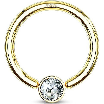 14 Karat Gold Ring Zirkonia Gelbgold Weißgold Klemmkugelring
