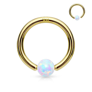 14 Karat Gold Ring Kugel Opal Gelbgold Klemmkugelring