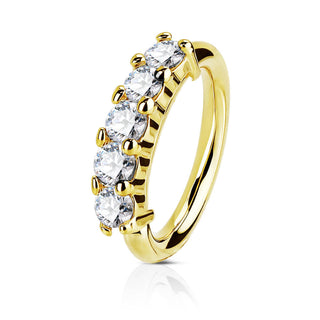 Solid Gold 14 Carat Ring 5 Zirconia Bendable