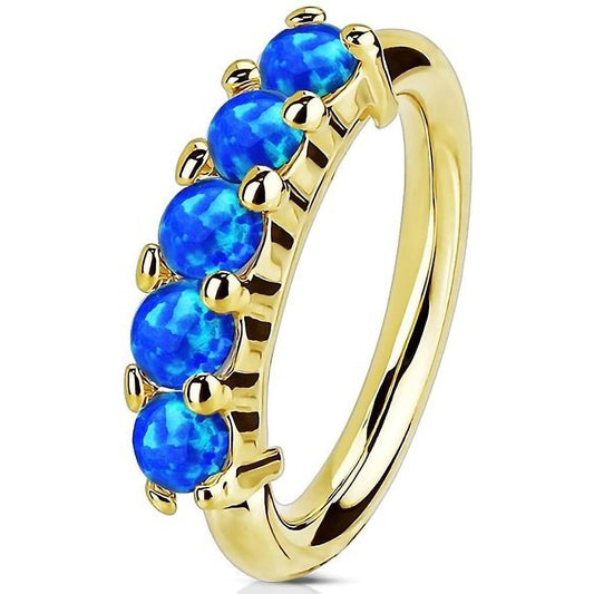 Solid Gold 14 Carat Ring 5 Opal Bendable