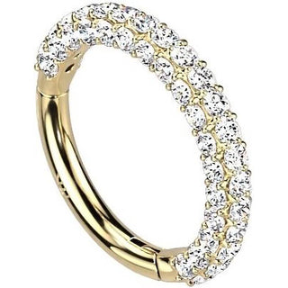 14 Karat Gold Ring Zirkonia Gelbgold Weißgold Clicker