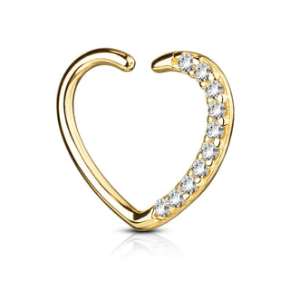 Solid Gold 14 Carat Ring Heart Zirconia Bendable