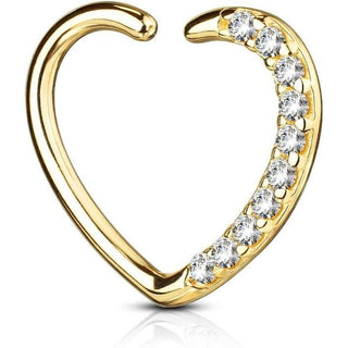 Solid Gold 14 Carat Ring Heart Zirconia Bendable