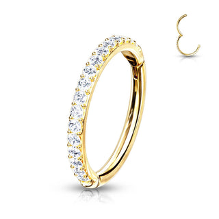 Solid Gold 14 Carat Ring Zirconia Clicker