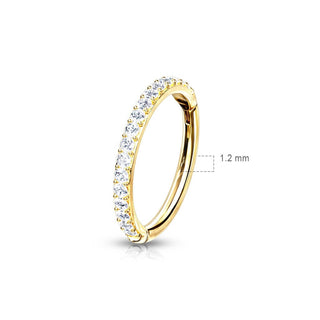 Solid Gold 14 Carat Ring Zirconia Clicker