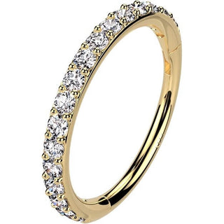 Solid Gold 14 Carat Ring zirconia pave setting Segment