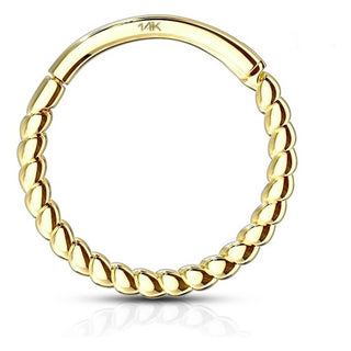 Solid Gold 14 Carat Ring Braided Clicker