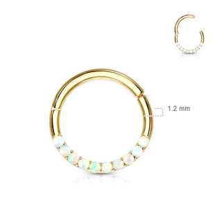 Solid Gold 14 Carat Ring Opal Clicker