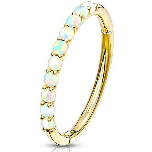 Solid Gold 14 Carat Ring Opal Clicker
