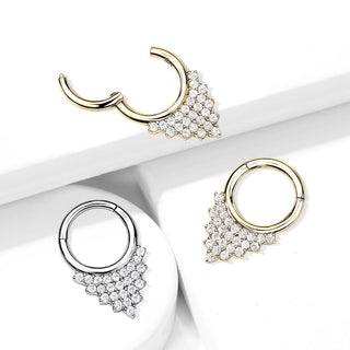 Solid Gold 14 Carat Septum Piercing Triangle Zirconia Clicker