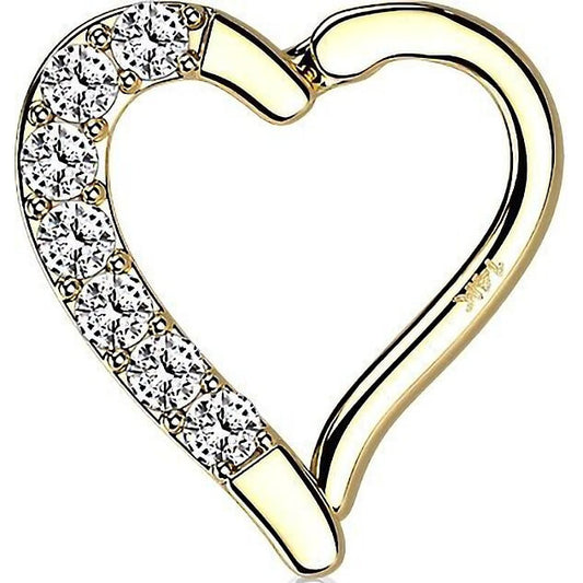 Solid Gold 14 Carat Ring Heart Zirconia Bendable