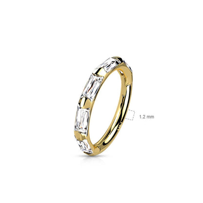 14 Karat Gold Ring Zirkonia Rechteck Gelbgold Weißgold Clicker