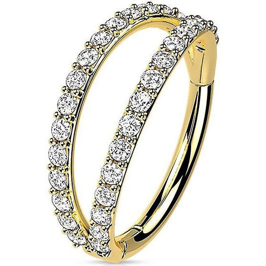 Solid Gold 14 Carat Ring Zirconia Clicker