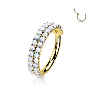 Solid Gold 14 Carat Ring Opal Clicker