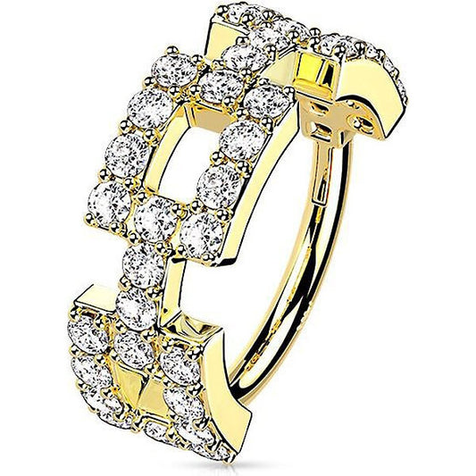 Solid Gold 14 Carat Ring Zirconia pave´setting Clicker
