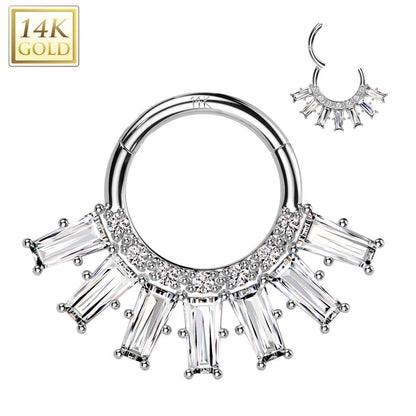 14 Karat Gold Ring Baguette Zirkonia Clicker